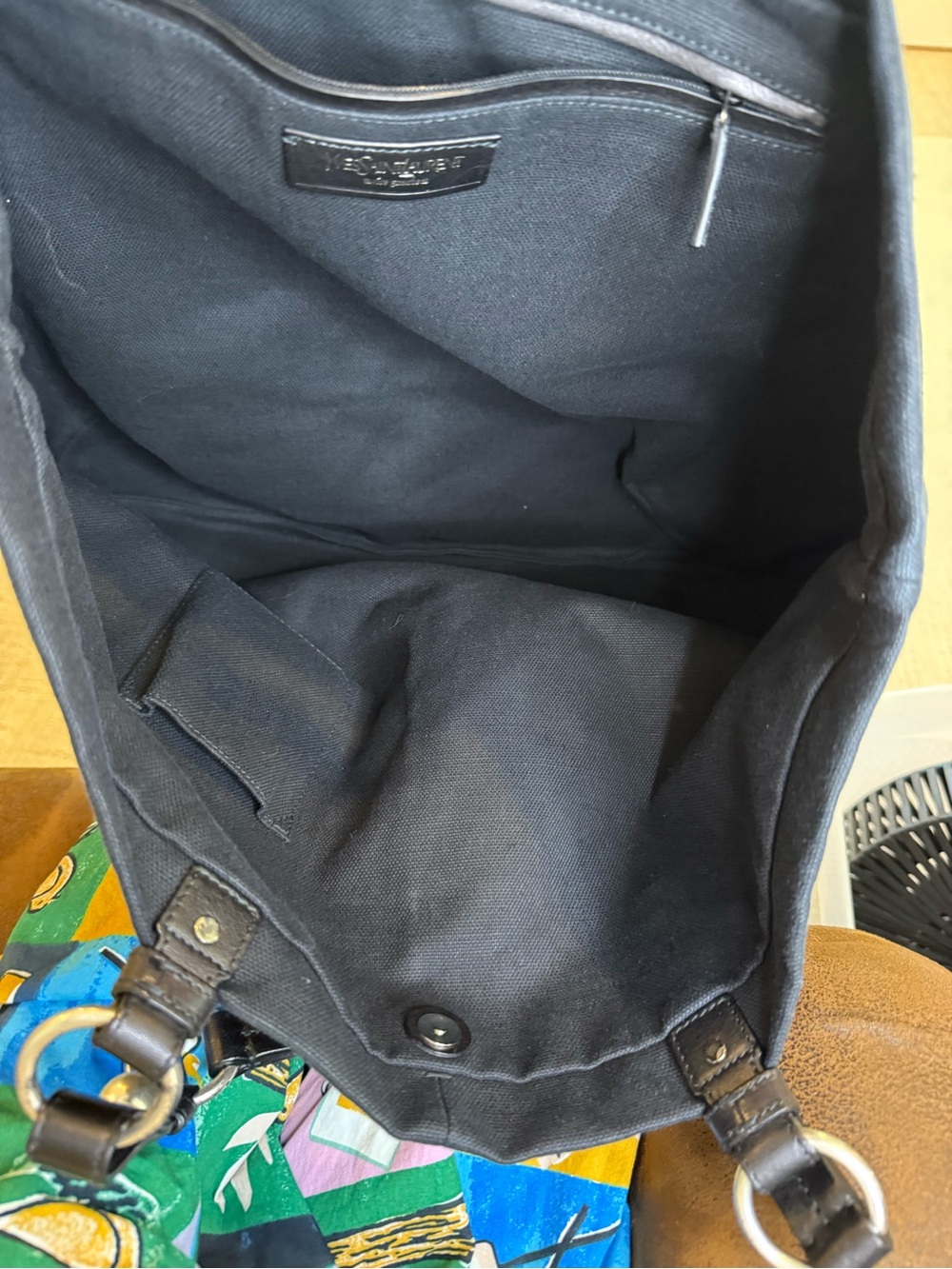 Saint Laurent Black Canvas Tote with Leather Handles - Picture 4 of 13
